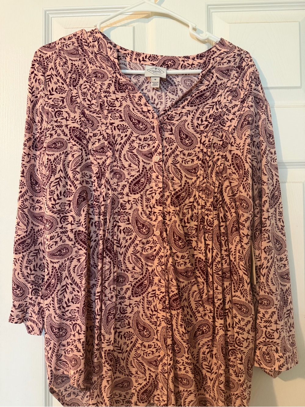 St. John's Bay Pink and Burgundy Paisley Tunic